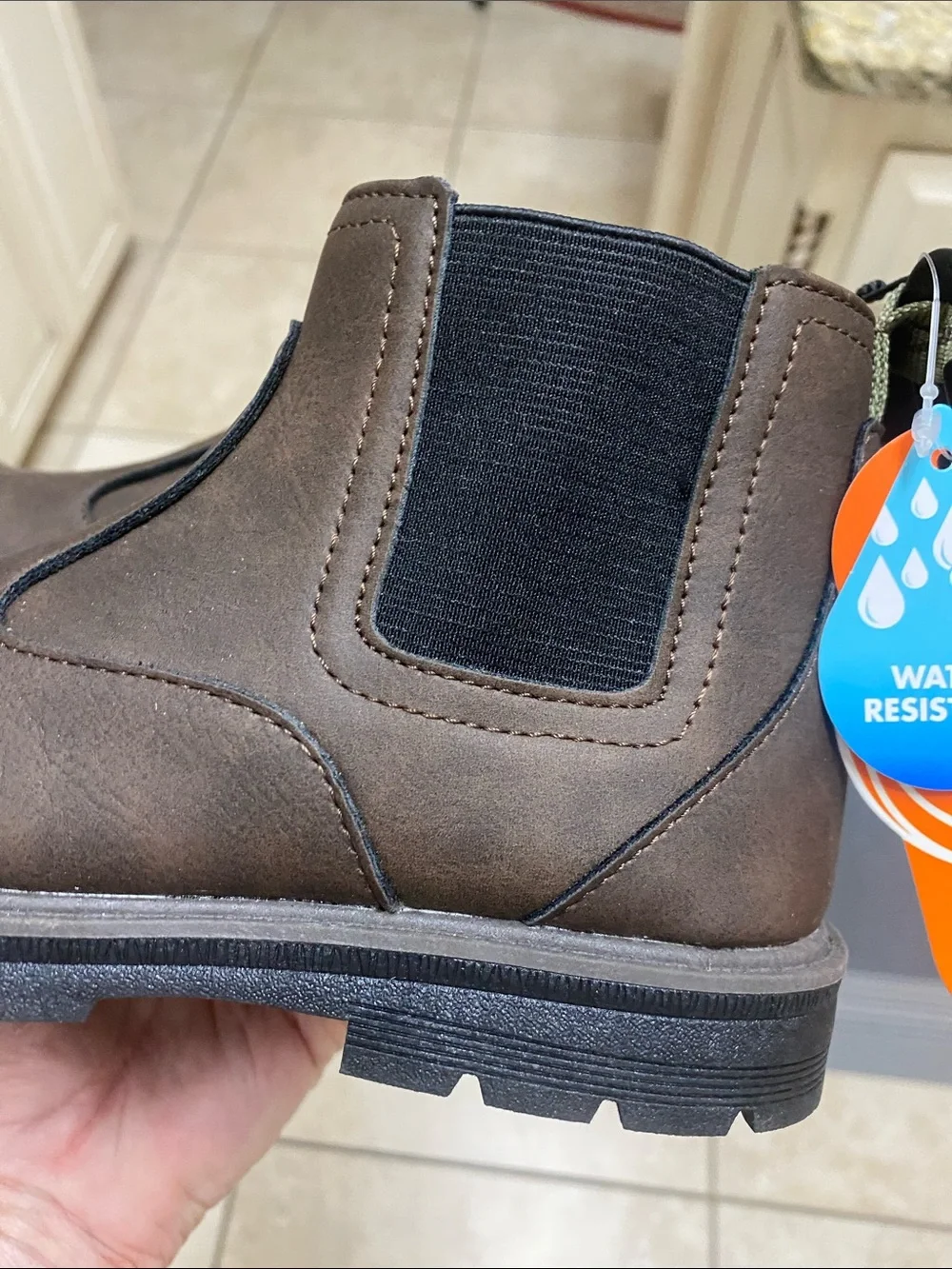 wonder nation NWT Brown Kids Chelsea Boots  with Black Elastic / Sz 12
